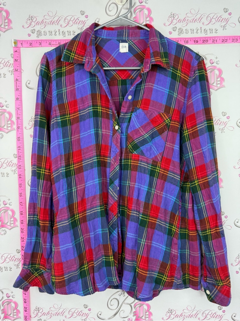 GAP button up blue Purple Red Plaid Button-Down Shirt